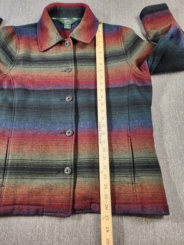 Chaqueta abotonada WOOLRICH para mujer XL mezcla de lana a rayas de pino oscuro - Imagen 9 de 10