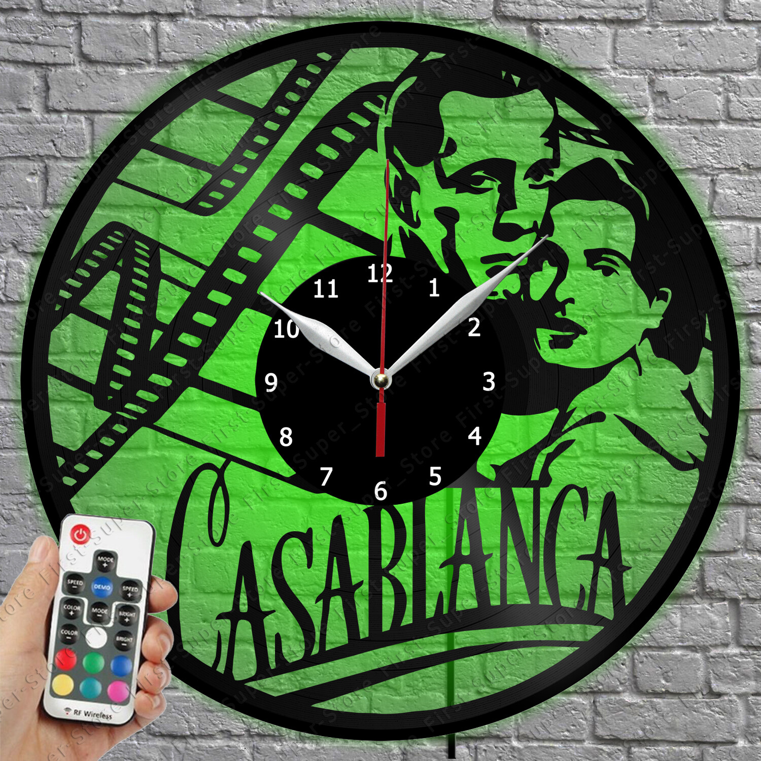 LED Wall Clock with Casablanca Vinyl Record Design and LED Light 1067