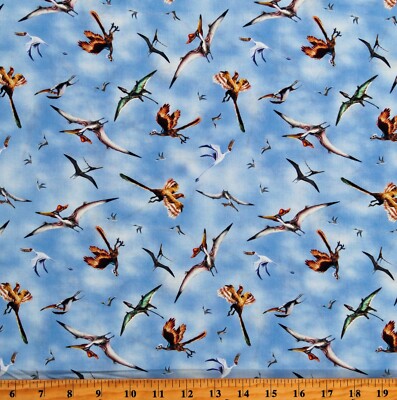 Cotton Dinosaurs Prehistoric Land of Giants Fabric Print by the Yard D695.64