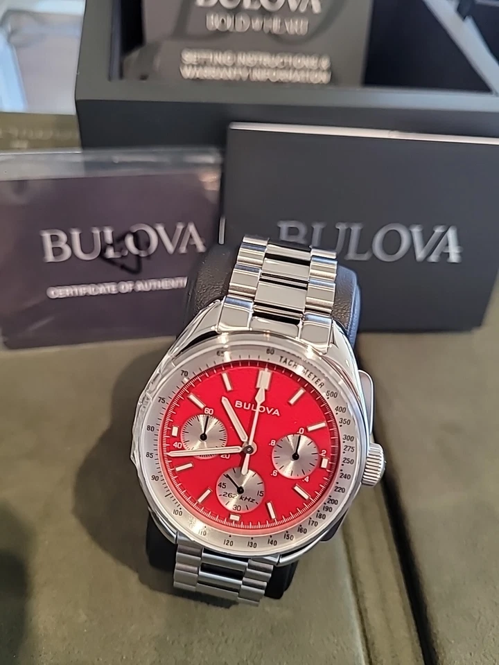 BULOVA Lunar Pilot SE "Blood Moon" Chronograph Watch Set 96K115 NEW R23-94