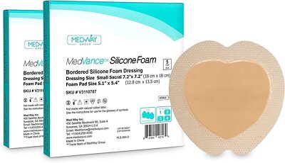 MedVance Silicone Bordered Adhesive Sacral Wound Dressing, 7''x7'', Box of 10