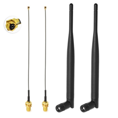 2 Stücke Dual band WiFi 2,4GHz 5GHz 6dBi RP-SMA Antenne,15cm IPX IPEX U.FL Kabel