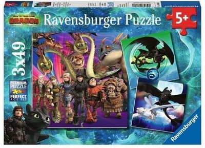 Puzzle - Drachenzähmen leicht gemacht - Dragons - 3 x 49 Teile