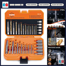 19-Piece Screw Extractor  Left-Hand Drill Bit Set - Easy Out Tool Kit for Strip