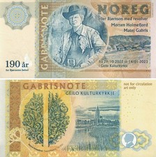 Matej Gabris Norway 190 Kroner 2022 UNC Bjornstjerne Bjornson Fantasy Banknote