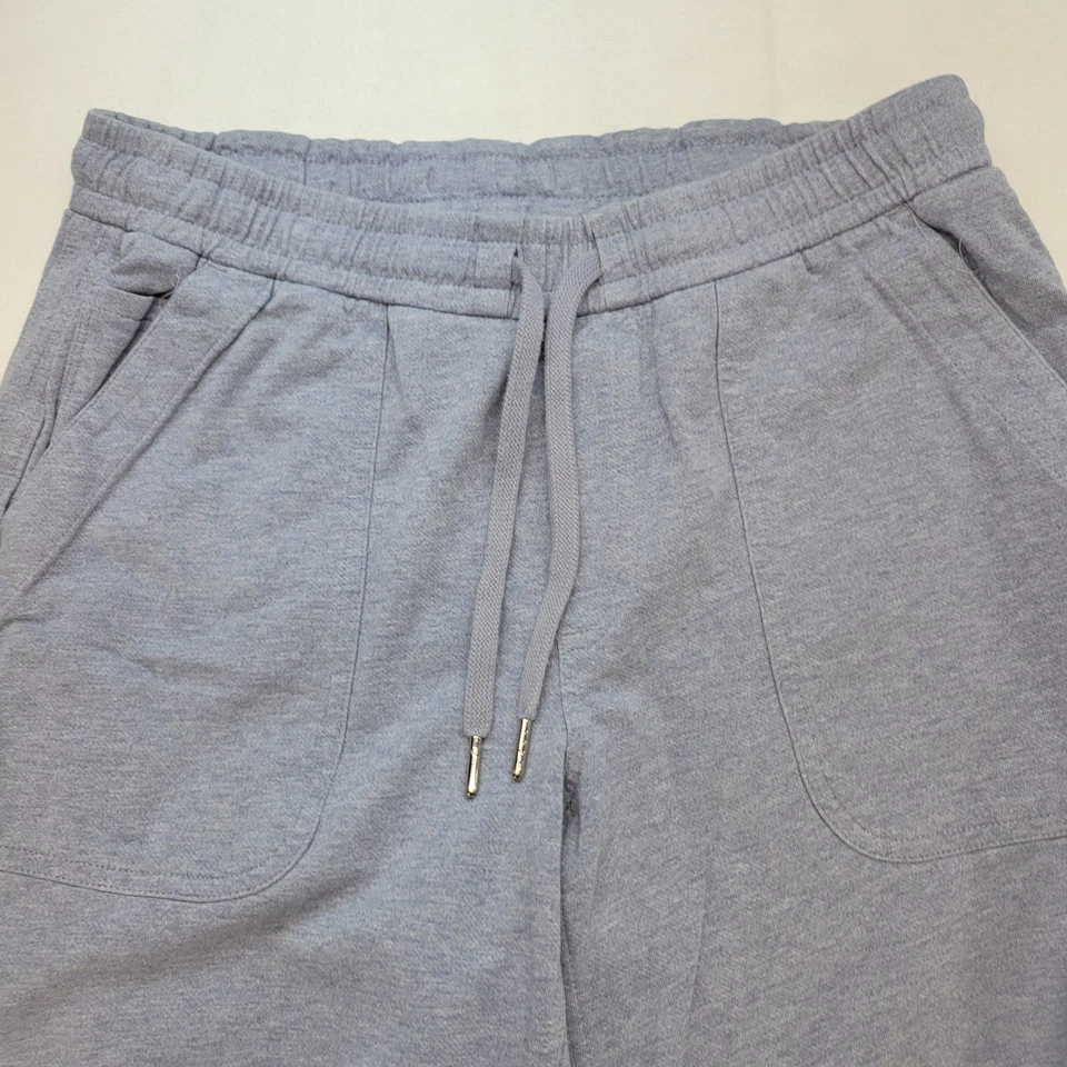 Pantalones Athleta Mujer 6 Azul Farallón Jaspeado Pierna Ancha Cortos Algodón Elástico Foto 2 de 4