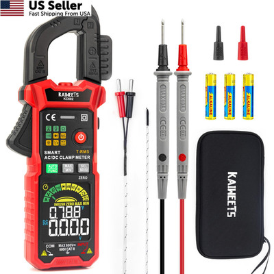 KAIWEETS Smart Digital Clamp Meter with D-Shaped Jaws, KC602, Red 