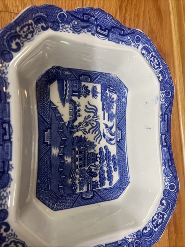 Antique Allerton’s 1903-12 Blue Willow Covered Vegetable Casserole Dish England - Picture 3 of 8