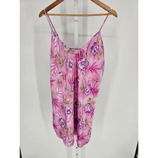 Vintage Secret Treasures Womens Sz L Satin Nightgown Pink Purple Floral