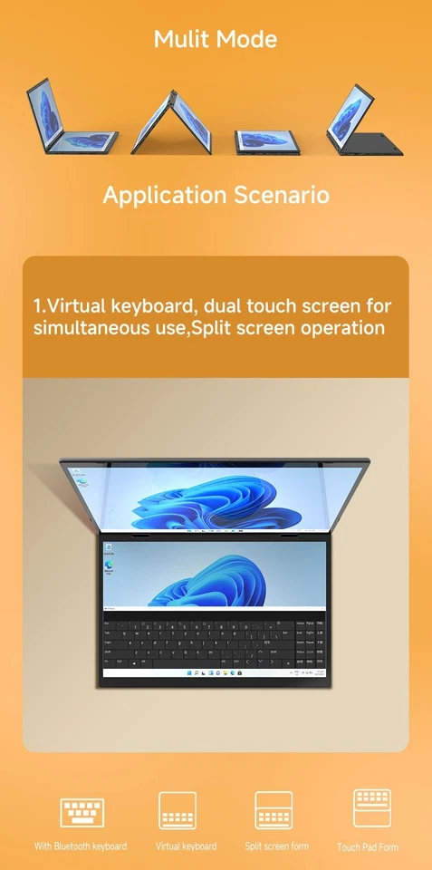 2 in 1 10 Points Touch Dual Screen Laptop 14inch 32G DDR4 M2 1TB SSD 3.4GHz 2KHD - Image 4 of 4
