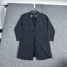 Betabrand Blazer Womens Medium Black Longline Duster Open Front Stretch