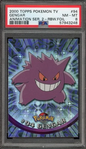 Pokemon Topps Gengar Animation Series 2 Rainbow Foil #94 PSA 8