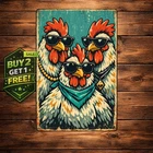 Funky Flock Of Chickens Stylish Iron Sign 8x12 Vintage Metal Tin Art Plaque