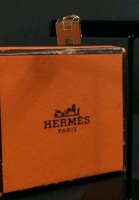 With Box! Hermes 2000 s Cage d H Cube Orange Silver Earring 1 Earring Only