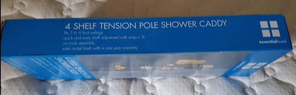 Carrito de ducha con poste de tensión, 4 estantes, techos de 5 pies-9 pies, hogar esencial, Foto 2 de 2