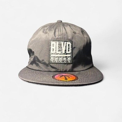 NWT! BLVD Supply Out of Bounds Snapback Hat Black Palm Tree Logo AHT6137
