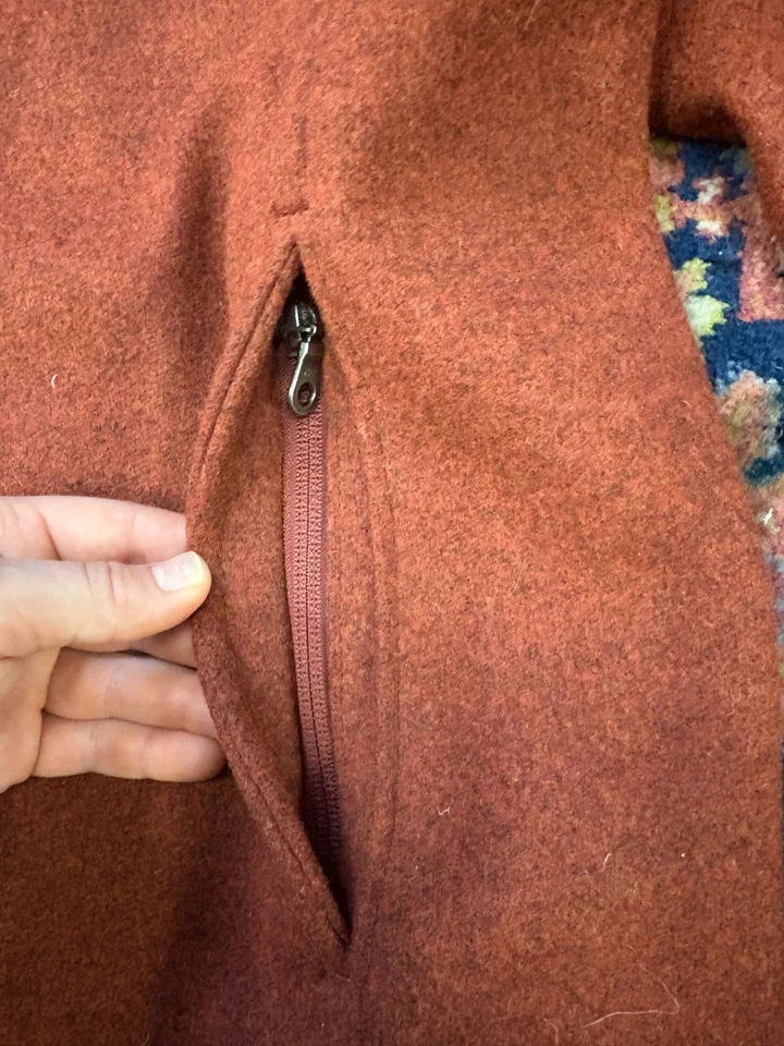 Chaqueta Ibex Naranja 100% Lana Nueva Zelanda Cremallera Completa Manga Larga Para Hombres XL Hecha en EE. UU. Foto 3 de 4