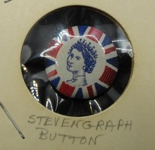 COLLECTIBLE Vintage DAMASK SILK QUEEN OF ENGLAND CORONATION Clothing BUTTON
