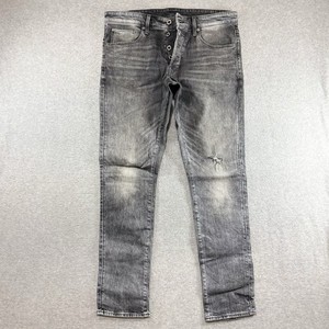 G-STAR Raw 3301 Straight Tapered Jeans Men 36x34 Gray Acid Wash Stretch Button