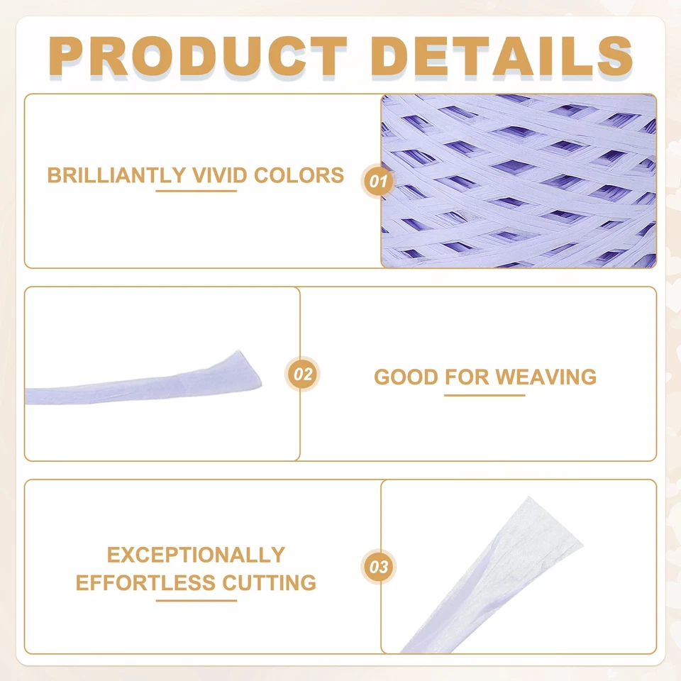 Cinta de rafia, cinta de papel de 200 m/656 pies (púrpura claro) Foto 3 de 4