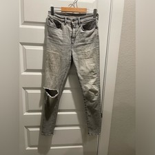 RRL Ralph Lauren Stretch High Skinny Jeans Distressed Grey Wash 29