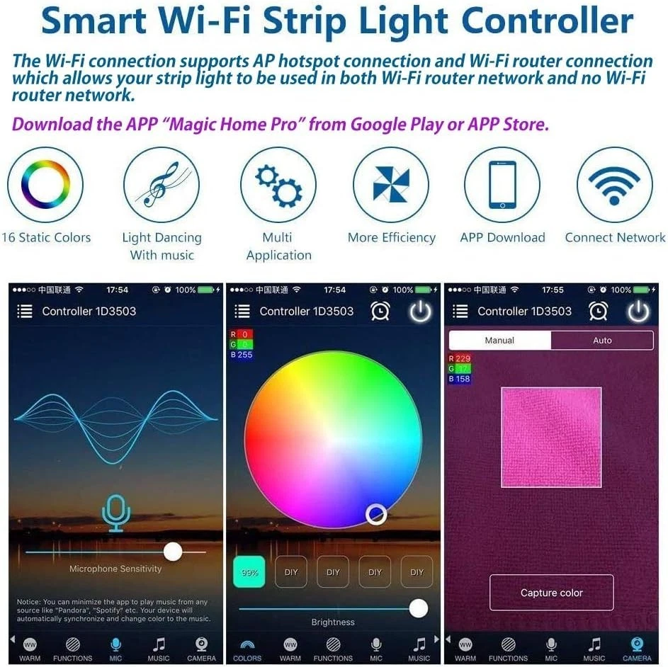 Elegant App-Controlled RGB WiFi LED Controller with Voice Activation - 2 Outputs - Image 4 of 4