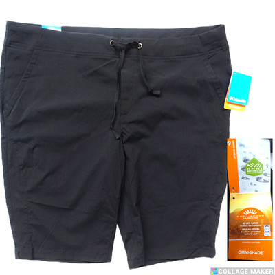 COLUMBIA OMNI-SHADE/SHIELD~NWT $75~BLACK NYLON STRETCH ACTIVE LONG SHORTS 18W