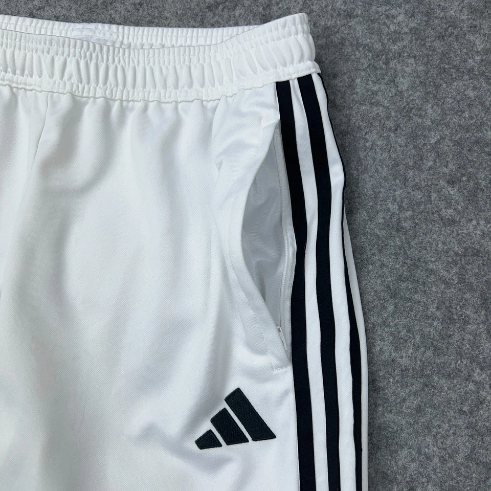 Adidas Pants Mens Medium White Track Joggers Running Side Stripe Gym Ankle Zip - Image 4 of 4