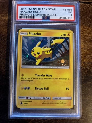 GALAXY HOLO Pikachu SM81 Pokemon Black Star Promo Holo Foil Rare - MP PSA 7