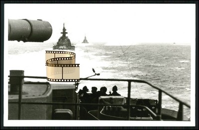 Photo postcard battleship Scharnhorst canal breakthrough Cerberus 1942 Brest Finistère