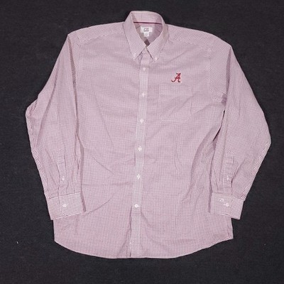 Columbia Alabama Crimson Tide Button Down Shirt Mens Large Red Check Long Sleeve