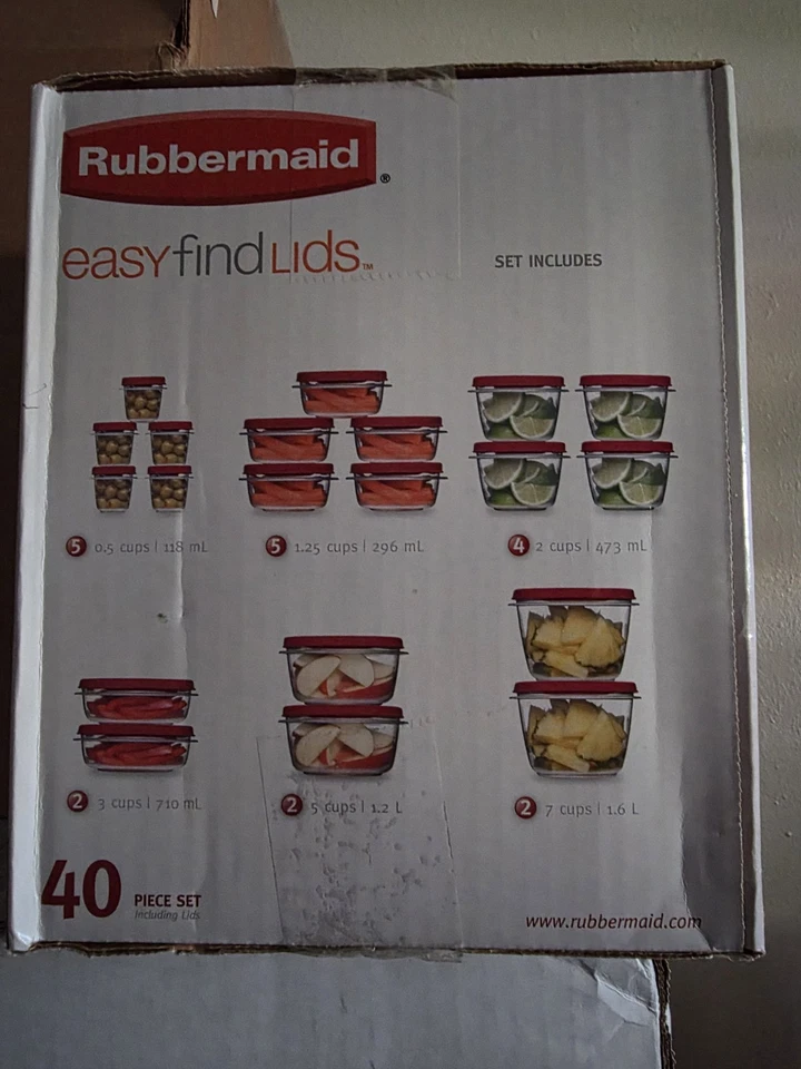 NEW 40-Piece Set Rubbermaid Food Storage Containers-Easy Find Lids - Image 3 of 3