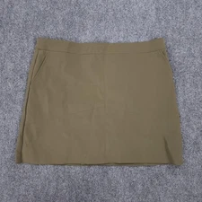 Shinestar Skirt Womens XL Olive Green Mini Lined Pockets Back Zip Stretch Casual