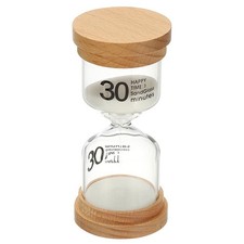 30 Minute Sand Timer, High Borosilicate Glass Wooden Sand Watch, White
