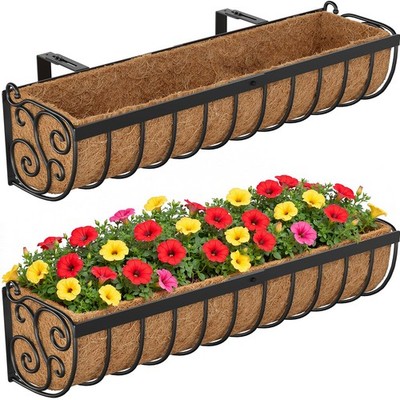 VOXOR Railing Planter Boxes, 30 Inch Window Boxes Planters, Balcony Planters wit