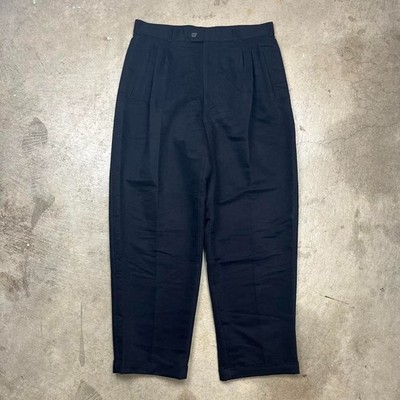Vintage Conte di Milano Pleated Rayon Pleated pants trousers black dress 34x30