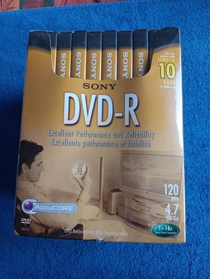 Sony DVD-R 10 Pack Recordable Blank Discs 4.7 GB 120 Min 1-16x - NEW Sealed