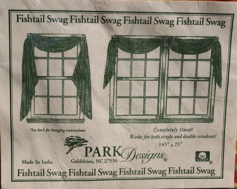 PARK DESIGNS Multicolor Cola de Pez Swag Tratamiento Ventana 145" x 25" NUEVO Foto 2 de 3