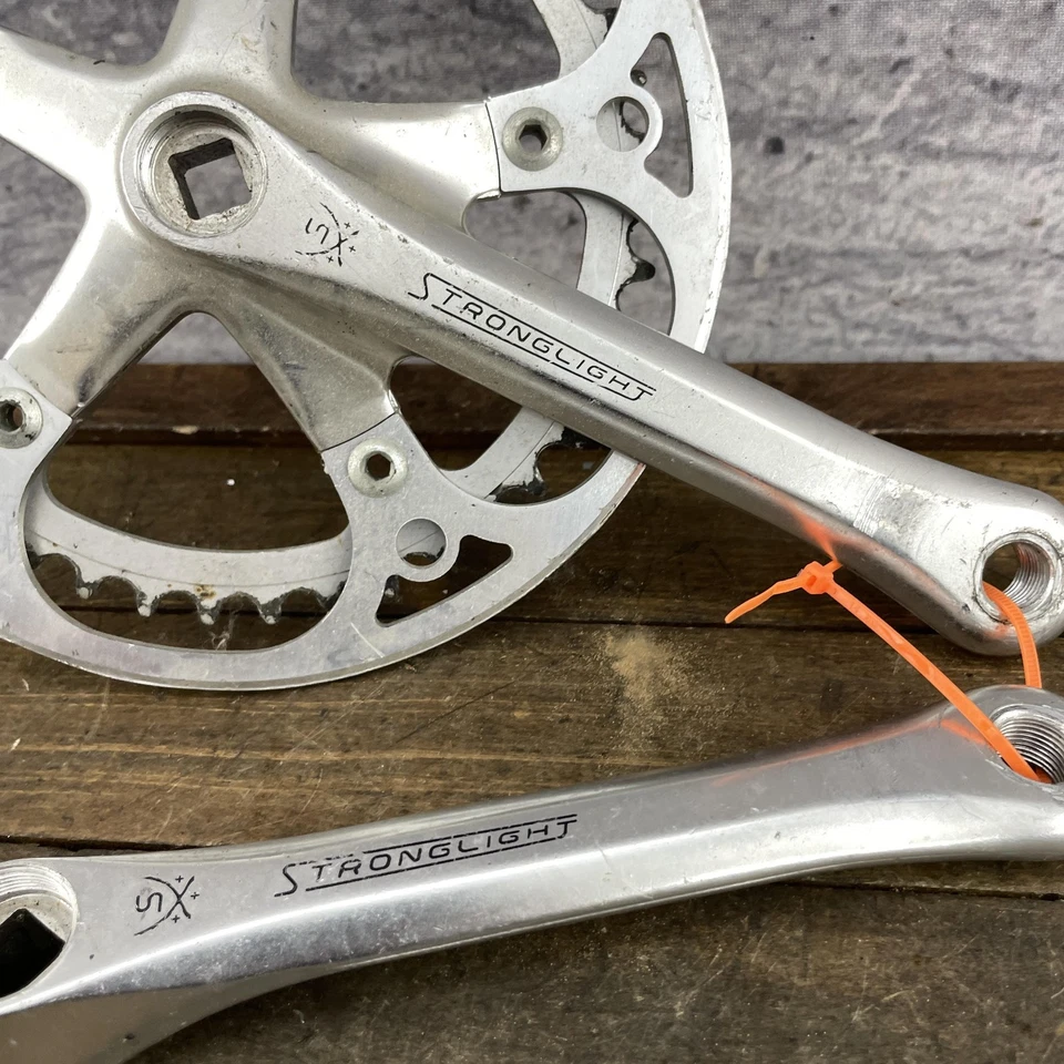Juego de bielas vintage Stronglight SX 170mm Hecho en Francia Cuadrado Cónico Carretera Doble Foto 2 de 4