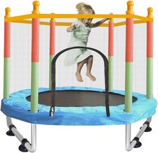55 Inch Kids Trampoline with Safety Net, Steel Frame, 36 Springs, 220 lb