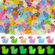 200 Pcs Mini Resin Ducks Glow in The Dark, Tiny Animals Figures to Hide Miniatur