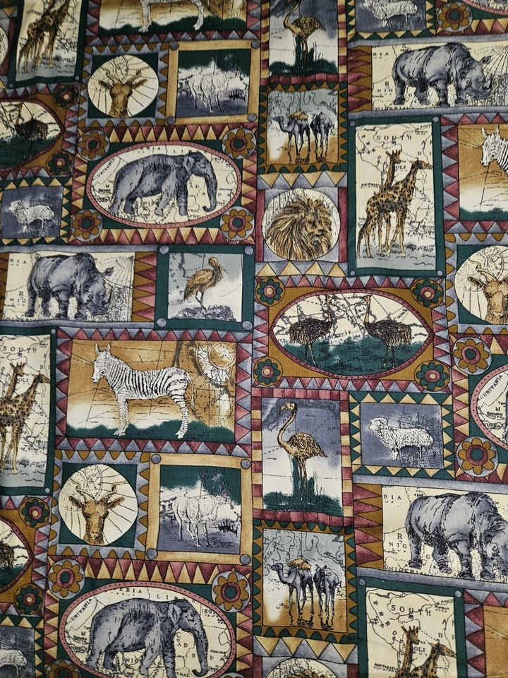 Hi Fashion Fabric Inc Animal Print Cotton Fabric, Zebra,Rhino Etc 2 Yards  X 44 - Image 3 of 4