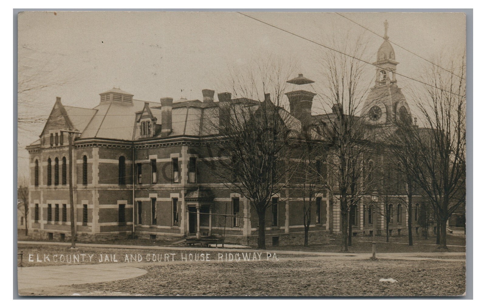 RPPC Elk County Jail Courthouse RIDGWAY PA Vintage 1908 Real Photo