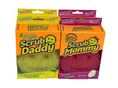 4 New Scrub Daddy Sponges 2 Lemon Fresh Scrub Daddy, 2 Dual sided Scrub Mommy