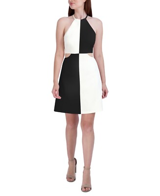 BCBGeneration Colorblocked Cutout Mini Dress Black & White Size 10
