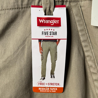 Wrangler  Five Star Premium Regular Taper Size 42x30 Tan  Stretch NWT.