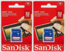 Lot of 2 SanDisk 32GB SDHC Flash Memory Cards SDSDB-032G-A46 Card