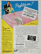 PUBLICITÉ DE PRESSE 1953 TRÉCA LE SEUL MATELAS LUXUEUX A SUSPENSION PULLMAN