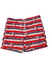 Tommy Hilfiger Swim Trunks M Spell Out 5.5 inseam Stars Stripes Red White Blue