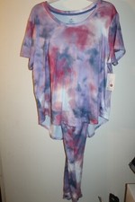 NWT Secret Treasures Women's sz M PJ Set Short Sleeve Top  Jogger Pants Tie Dye